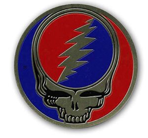 Peacemonger Grateful Dead 1.125 Inch Small Brass Steal Your Face SYF Metal Sticker Decal