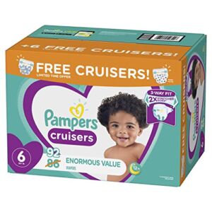 Diapers Size 6, 92 Count – Pampers Cruisers Disposable Baby Diapers, Enormous Pack, Plus Bonus Diapers