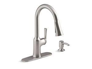 KOHLER K-R23089-SD-VS Brynn Pull Down Kitchen Faucet, 2-Spray Faucet, Kitchen Sink Faucet with Pull Down Sprayer in Vibrant Stainless
