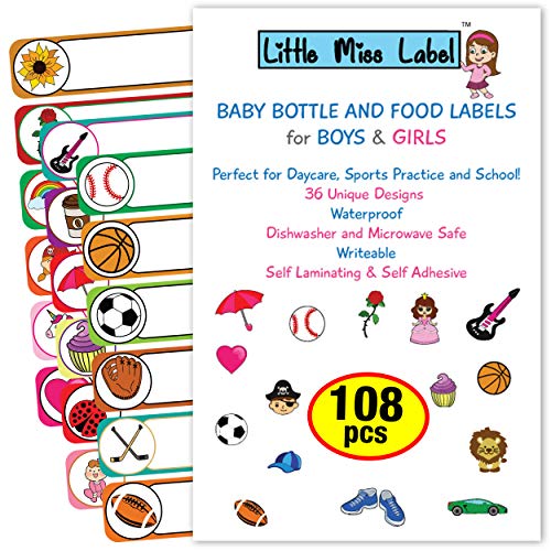 108-PACK Baby Bottle Labels, Daycare Labels. Name Labels / Clothing Labels for Daycare, School, Sports, Kids Gear. Waterproof, Self Laminating, & Heat Resistant! | The Storepaperoomates Retail Market - Fast Affordable Shopping