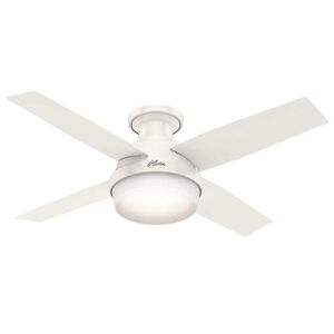 Hunter Fan Company 59244 Hunter 44″ Dempsey Low Profile Fresh White Ceiling Fan with Light and Remote” (Renewed)