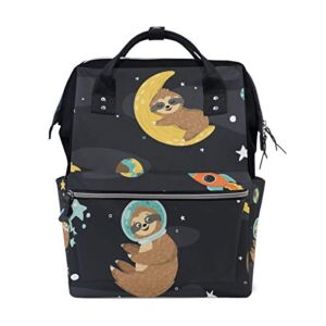 A Seed Baby Diaper Bag Backpack Tote Sloth Dreams Black Rocket Space for Mom Dad, C291, 11x7x15.7 inch