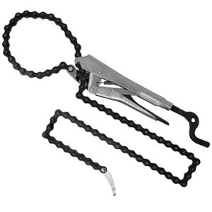 Locking Chain Pliers, Removable 48″ Chain, Holds Up To 14″ Diameter Pipes, Unique Easy Open Crank Handle, Quick Release Trigger, PFC1048, Strong Hand Tools