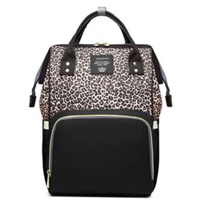 Leopard Print Nappy Bags Handbags Multi-Function Diaper Bag for Baby Care Travel Backpack Large Capacity Coffee
