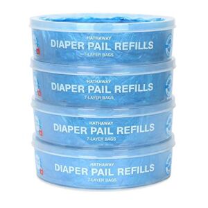 Diaper Pail Refill Bags Compatible with Diaper Pails, Enhanced Odor Control Diaper Pail Refills Supply 4-6 Months 1120 Count 4 Pack