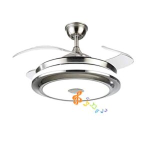Fandian 36” Modern Ceiling Fans with Light Smart Bluetooth Music Player Chandelier 3 Colors 3 Speeds Invisible Blades with Remote Control, Silent Motor with LED Kits Included (36inch-1)