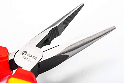 SATA 8-Inch VDE Insulated Long Needle-Nose Side Cutting Pliers with Chrome Vanadium Steel Body and Dual Material Anti-Slip Handles – ST70132ST | The Storepaperoomates Retail Market - Fast Affordable Shopping