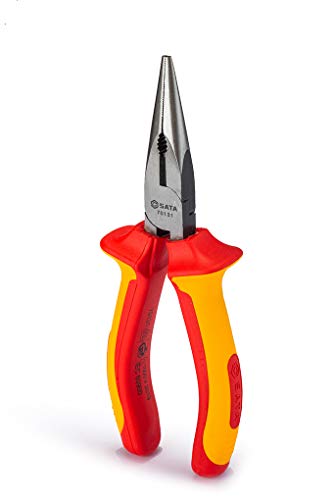 SATA 8-Inch VDE Insulated Long Needle-Nose Side Cutting Pliers with Chrome Vanadium Steel Body and Dual Material Anti-Slip Handles – ST70132ST | The Storepaperoomates Retail Market - Fast Affordable Shopping