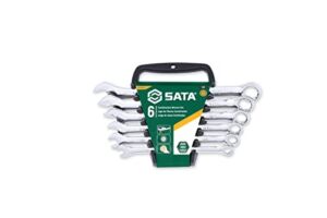 SATA 6-Piece Full-Polish SAE Combination Wrench Set with Offset Box Ends and an Easy-to-Carry Wrench Rack – ST09017SJ