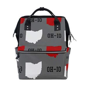 Ohio State Gray Diaper Bag Backpack, Large Capacity Muti-Function Travel Backpack Nappy Bags Travel Mom Backpack for Baby Care