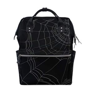 Diaper Bag Backpack with Goth Spider Web Print for Mom/Dad, Wide Open Multi-Function Travel Backpack Nappy Bags