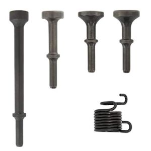 5 Pcs Smoothing Air Hammer Tool Kit Pneumatic Chisel Bits Accessories 0.401” (10mm) Shank Air Hammer Extended Length With Spring