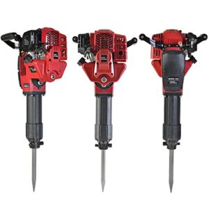 52CC Gas Jack Hammer with 2 Chisel,2 Stroke Gas Powered Petrol Demolition Jack Hammer,Portable Excavator Garden Tree Digger for Construction Concrete Floor Stone Breaker Punch Drill Chisel