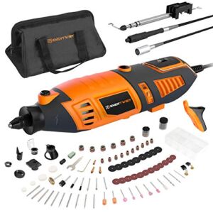 EnerTwist Rotary Tool Kit with MultiPro Keyless Chuck, 36″ Flex Shaft, 10 Universal Attachments and 130 Accessories, Variable Speed Electric Drill Set for Home DIY and Crafting Projects, ET-RT-170