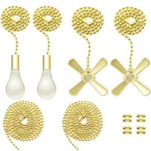 Iceyyyy Gold Ceiling Fan Pull Chain Set Including Extra 39.4 inches Copper Beaded Ball Fan Pull Chain Extension and Ceiling Fan Chain Connector …