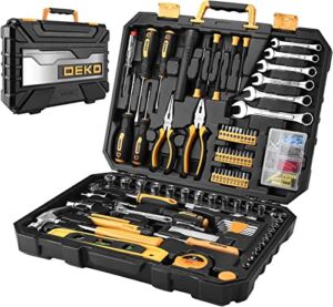DEKOPRO 208 Piece Tool Set,General Household Hand Tool Kit with Plastic Toolbox Storage Case