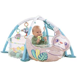 Infantino 4-in-1 Sloth Jumbo Baby Activity Gym & Ball Pit – Combination Baby Activity Gym and Ball Pit for Sensory Exploration and Motor Skill Development, for Newborns, Babies and Toddlers