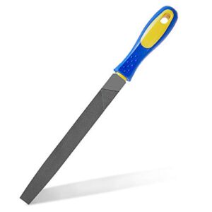 Kalim 8 Inch Flat Hand File with High Carbon Hardened Steel, Ergonomic Grip, Plastic Non-Slip Handle …