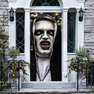 Anphsin Halloween 3D Nun Door Stickers, 30 x 80 Inches Scary Ghost Nun Lifelike Door Wallpaper Sticker for Halloween Decoration, Party Decors