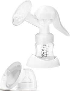 NCVI Manual Breast Pump with Milk Bottle ,Portable Breastfeeding Pumps 5oz , BPA Free Soft Food Grade Silicone Powerful Suction