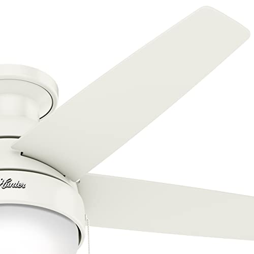 Hunter Fan 46 inch Low Profile Fresh White Indoor Ceiling Fan with Light Kit and Pull Chain (Renewed) | The Storepaperoomates Retail Market - Fast Affordable Shopping