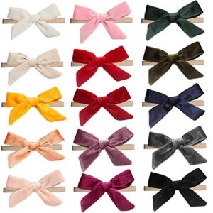 inSowni 15 Pack Solid Velvet Bow Super Stretchy Nylon Headbands Hairbands Accessories for Baby Girls Toddlers Newborns Infants Kids