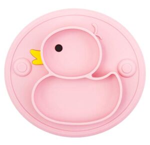Baby Divided Plate Silicone- Portable Non Slip Child Feeding Plate with Suction Cup for Children Babies and Kids BPA Free Baby Dinner Plate