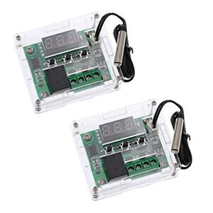 HiLetgo 2pcs W1209 with Case 12V DC Digital Temperature Controller Board Micro Digital Thermostat -50-110°C Electronic Temperature Temp Control Module Switch with 10A One-Channel Relay and Waterproof