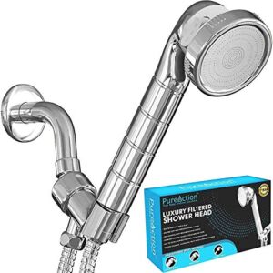 PureAction Luxury Filtered Shower Head with Handheld Hose – Hard Water Softener High Pressure & Water Saving Showerhead Filter – Removes Chlorine & Flouride For Dry Skin & Hair – SPA Showerhead Filter