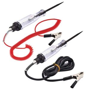 TuNan 2 Pcs 6-12-24V DC Car Circuit Tester Light, Professional Auto Voltage Continuity Test, Automotive Electrical Volt Test Light/Long Probe for Wire/Fuse/Socket and More – 2 Types