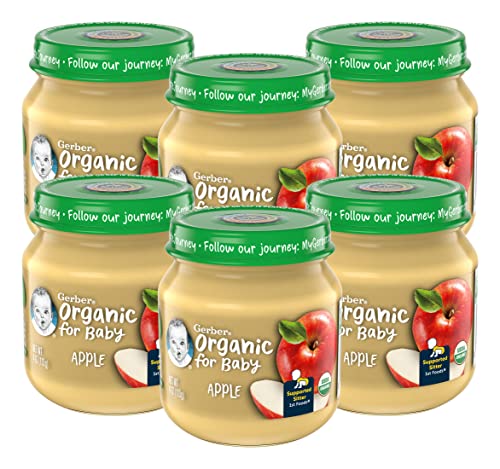 Gerber Organic for Baby 1st Foods Baby Food Jar, Apple, USDA Organic & Non-GMO Pureed Baby Food for Supported Sitters, 4-Ounce Glass Jar (Pack of 6 Jars) | The Storepaperoomates Retail Market - Fast Affordable Shopping