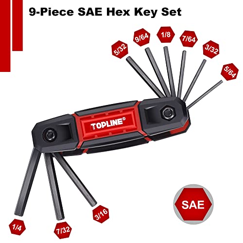 Topline 25-Piece Folding Allen Wrench Set, SAE, Metric, Torx Hex Key Set Included, 3 Pack Portable Allen Key Set for Basic Home Repair and General Applications | The Storepaperoomates Retail Market - Fast Affordable Shopping