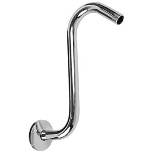 Shower Head Extension Arm with Flange,”S” Shaped Shower Head Riser Extension Arm, 10 inch Chrome Shower Pipe Extension