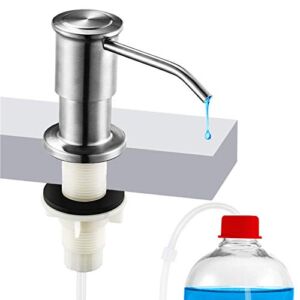 One Sight Soap Dispenser for Kitchen Sink and 47” No-spill Extension Tube Kit, Stainless Steel, Kitchen Dish Soap Dispenser Pump In Sink Connects Directly To Soap Bottle