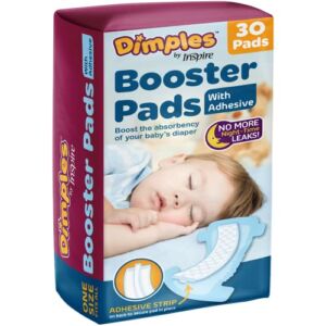 Dimples Booster Pads, Baby Diaper Doubler with Adhesive – Boosts Diaper Absorbency – No More leaks 30 Count (with Adhesive for Secure Fit) … (30 Count)