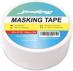 YOUKIN White Masking Tape, Multi-Use, Easy Tear Painter’s Tape. 2In X 55Yard Best for Home and Office (1roll 2″ x 55yard)