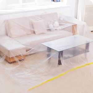 Ruibo Large Sofa Couch Cover for Furniture Protector Cover/Waterproof Plastic Drop Cloth/Clear Plastic Tarp for Painting,Moving and Long Term Storage, 12 sq.ft,146”lx106”w