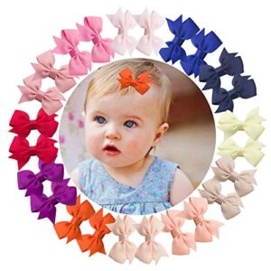 VINOBOW 24Piece 2 Inch Pigtail Pinwheel Hair Bows Girls Fully Ribbon Covered Clips For Baby Girls Toddlers Kids