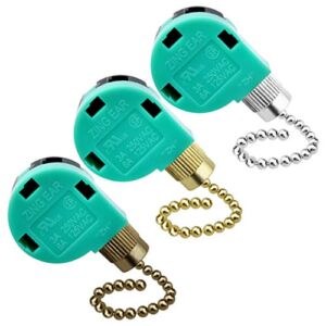 Topbuti 3 Pack Ceiling Fan Switch 3 Speed 4 Wire Zing Ear ZE-268S6 Fan Pull Chain Switch Replacement Speed Control Switch for Ceiling Fan Light, Wall Lamps, Cabinet Light (Multicolored)