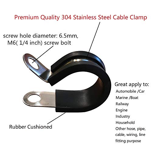 Solarson Stainless Steel Cable Clamp 1/2 Inch(0.5 inch) 20 Pack , Pipe Clamp,Metal Clamp,Tube Clamp, Rubber Cushioned Insulated Clamp, Wire Cord Installation 12 mm | The Storepaperoomates Retail Market - Fast Affordable Shopping
