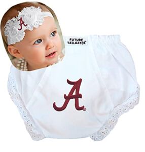 Future Tailgater Alabama Crimson Tide Baby Diaper Cover and Shabby Bow Headband Gift Set (Newborn – 6 Months/ 13″)