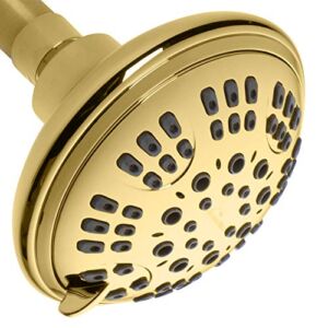 ShowerMaxx, Luxury Spa Series, 6 Spray Settings 4.5 inch Adjustable High Pressure Shower Head, MAXX-imize Your Shower with Showerhead in Polished Brass / Gold Finish