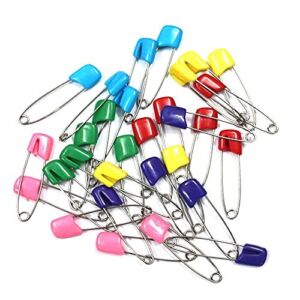 Coolrunner 50 PCS Baby Safety Pins, Assorted Color Plastic Head Diaper Pins, Safety Locking Baby Cloth Diaper Nappy Pins