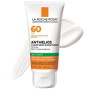 La Roche-Posay Anthelios Clear Skin Dry Touch Sunscreen SPF 60, Oil Free Face Sunscreen for Acne Prone Skin, Won’t Cause Breakouts, Non-Greasy, Oxybenzone Free