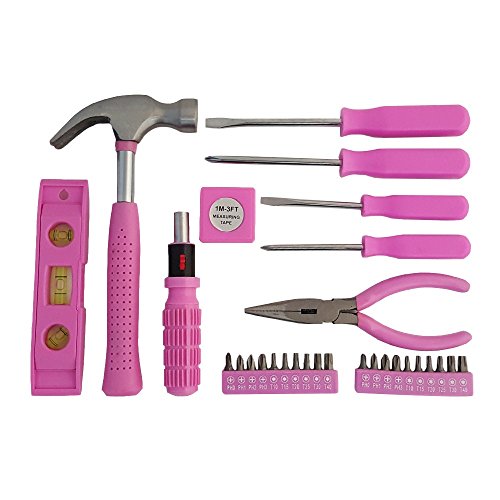 PrimeTrendz Carbon Steel 30 Pieces Pink Tool Set Kit Perfect For Heavy Duty Jobs (BONUS Portable Box Case) | The Storepaperoomates Retail Market - Fast Affordable Shopping
