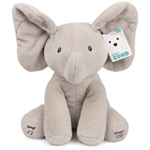 Baby GUND Official Animated Flappy The Elephant Stuffed Animal Baby Toy Plush for Baby Boys and Girls, Gray, 12″ (Song Styles May Vary)