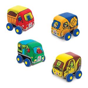 Melissa & Doug Pull-Back Construction Vehicles – Soft Baby Toy Play Set of 4 Vehicles