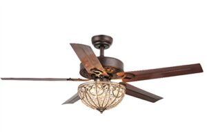 Whse of Tiffany Cfl-8111 Catalina 3-Light Bronze-Finished 5-Blade 48″ Crystal Ceiling Fan, 23″ X 15″ X 14″