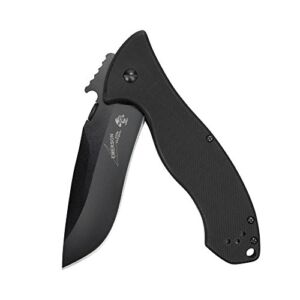 Kershaw CQC-9K (6045BLK) Emerson Designed Manual Open Folding Pocket Knife, Black Oxide 3.6 inch Stainless Steel Blade, Thumb Disk, Frame Lock, Reversible Pocketclip, Wave-Shaped Feature; 6.4 OZ