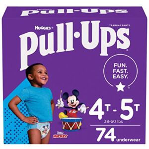 Pull-Ups Boys’ Potty Training Pants Training Underwear , 4T-5T, 74 Ct Multi-colored